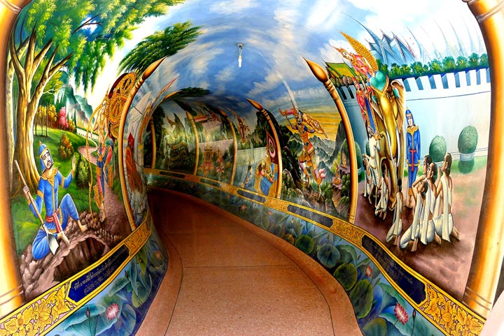 The life of Buddha painted on the walls of a tiger at Kuan Im Chokchai temple in Chiang Mai 