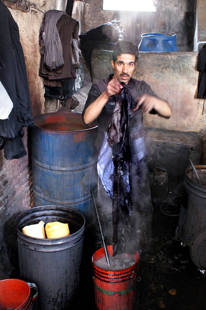 A dyer in Fez Medina A dyer in Fez Medina